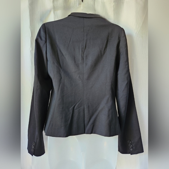 French Connection Black Virgin Wool Womens Blazer Size 4 Career Workwear - Picture 5 of 8